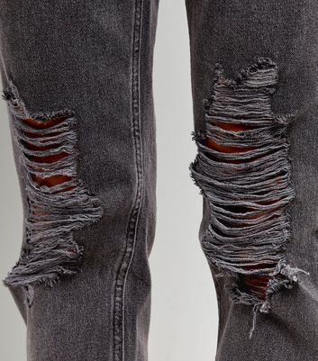 dark grey ripped mom jeans