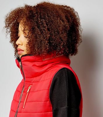 Red Fitted Padded Gilet New Look