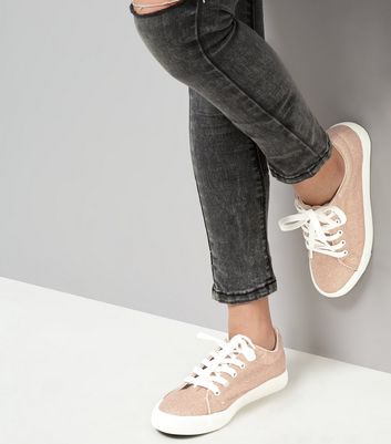 rose gold glitter trainers