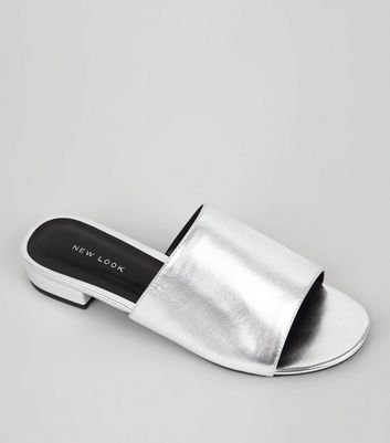 Silver Mules | New Look