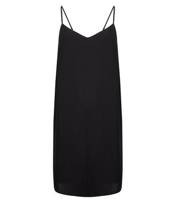 Black Strappy Slip Dress New Look