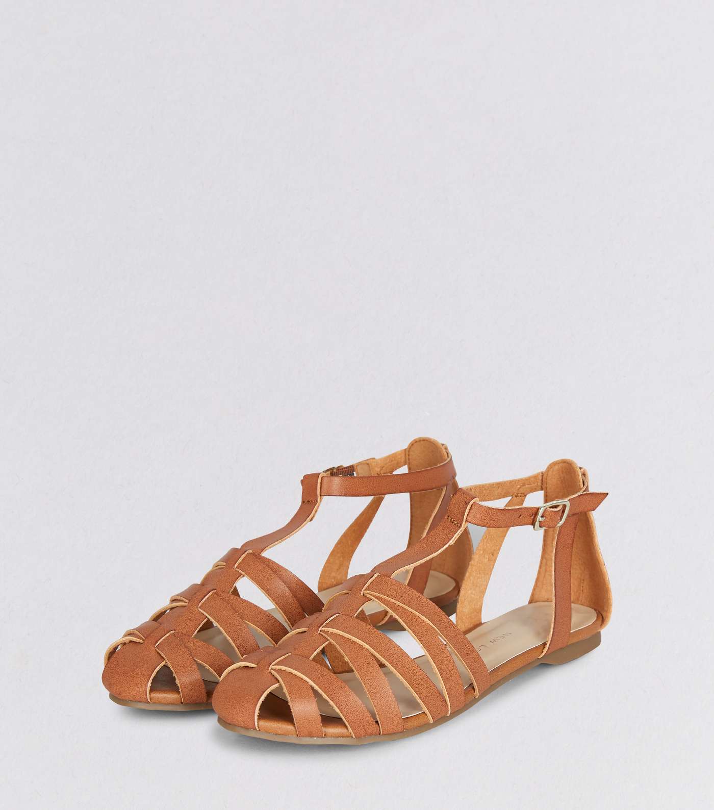 Teens Tan Caged T-Bar Sandals Image 3