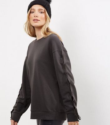 lattice sleeve sweater