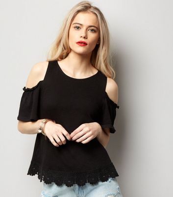 cut out shoulder black top