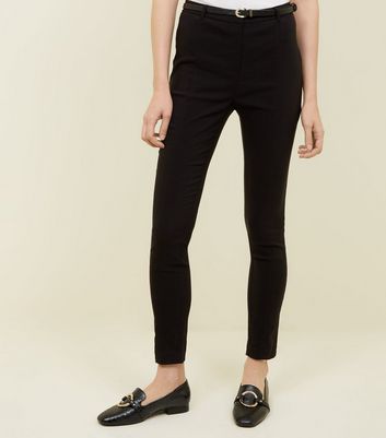 black stretch slim leg trousers