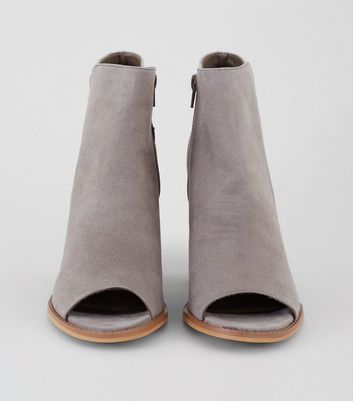 grey open toe boots