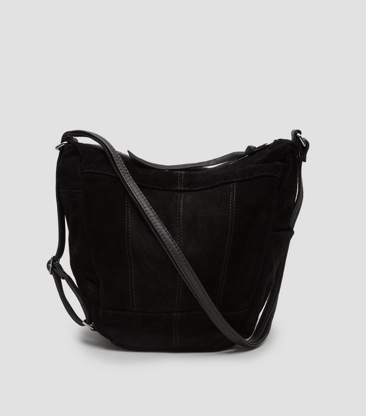 Black Suede Hobo Backpack New Look The Look