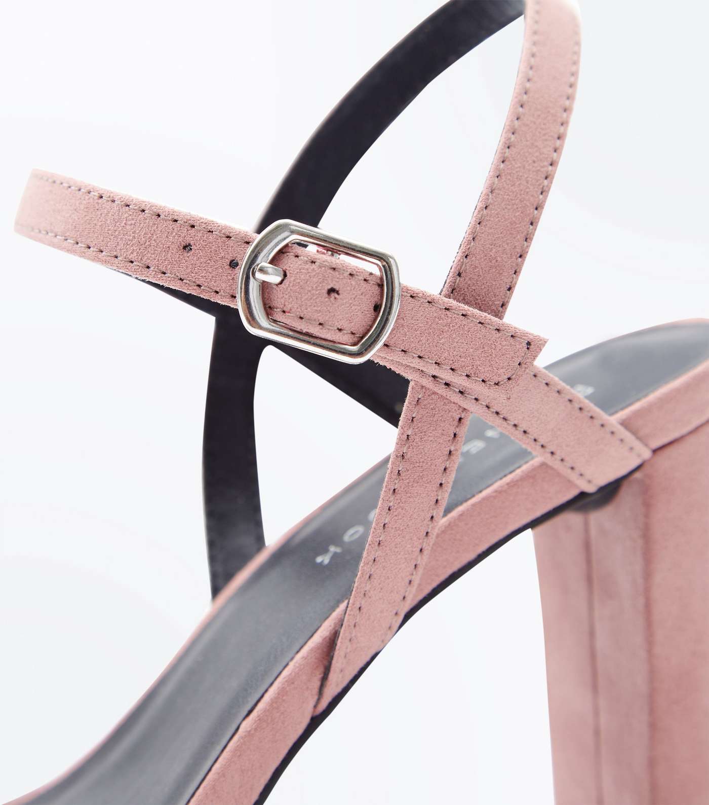 Wide Fit Pale Pink Suedette Cross Strap Side Heels Image 4