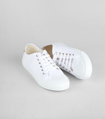 White Canvas Lace Up Trainers | New Look