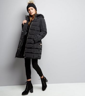 black long line puffer jacket