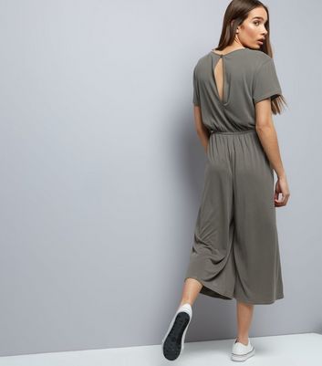 khaki jersey jumpsuit