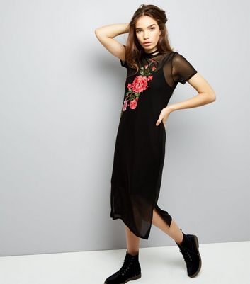 black t shirt dress new look