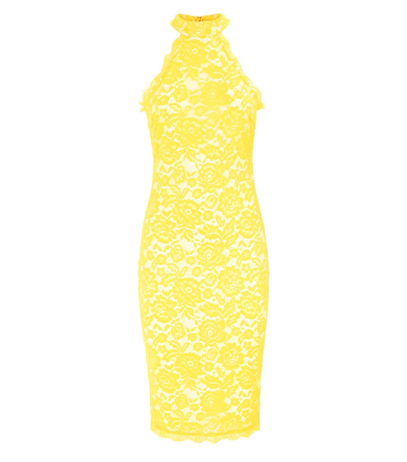 AX Paris Yellow Lace High Neck Dress Image 4