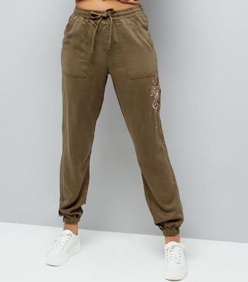 new look khaki joggers