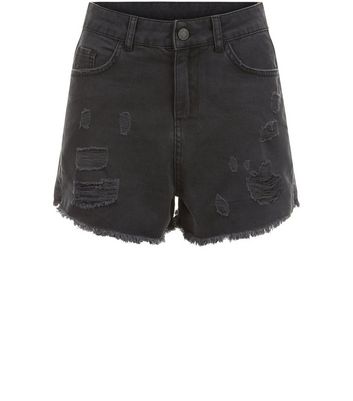 girls black ripped shorts