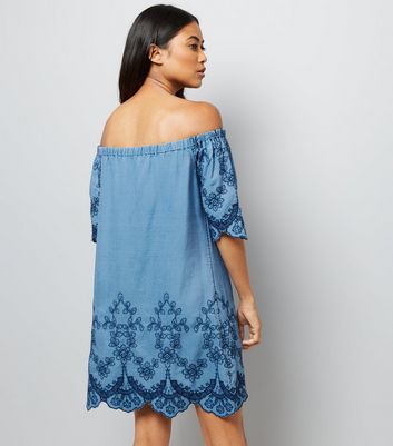 new look denim bardot dress