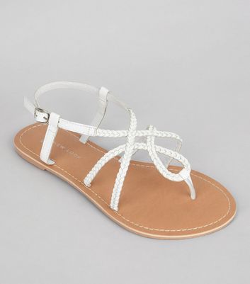 new look wide fit white sandals