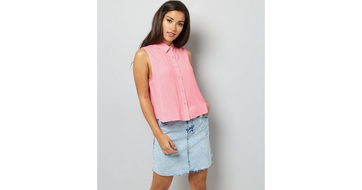 Pink Sleeveless Shirt New Look