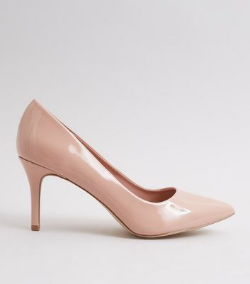 Nude Pink Patent Pointed Court Shoes 