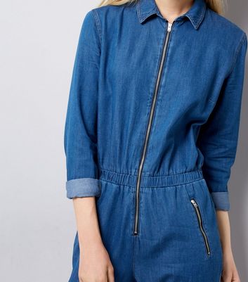 zipper front long sleeve jumpsuit