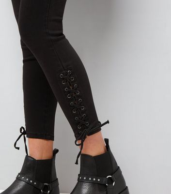 lace up jeans new look