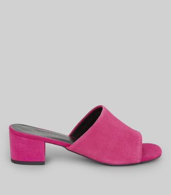 pink heeled mules