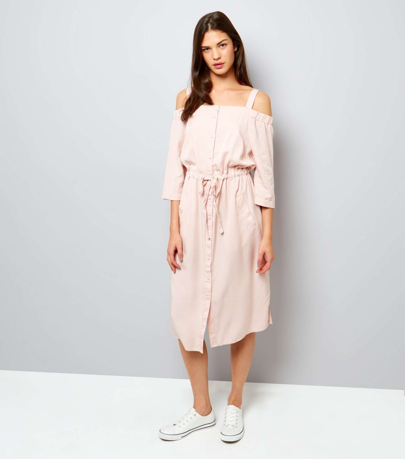 Mid Pink Cold Shoulder Midi Dress  Image 2