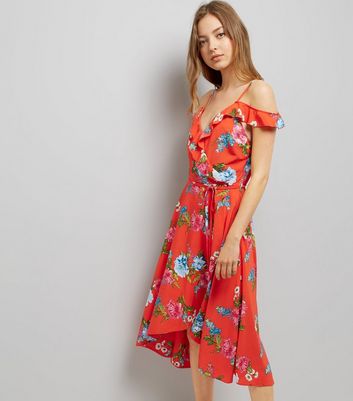 new look red floral dress