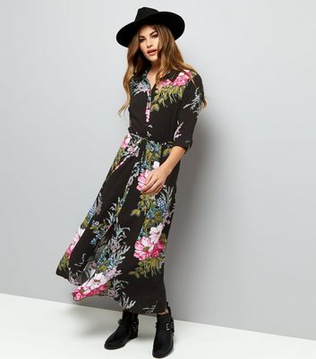 floral maxi shirt dress