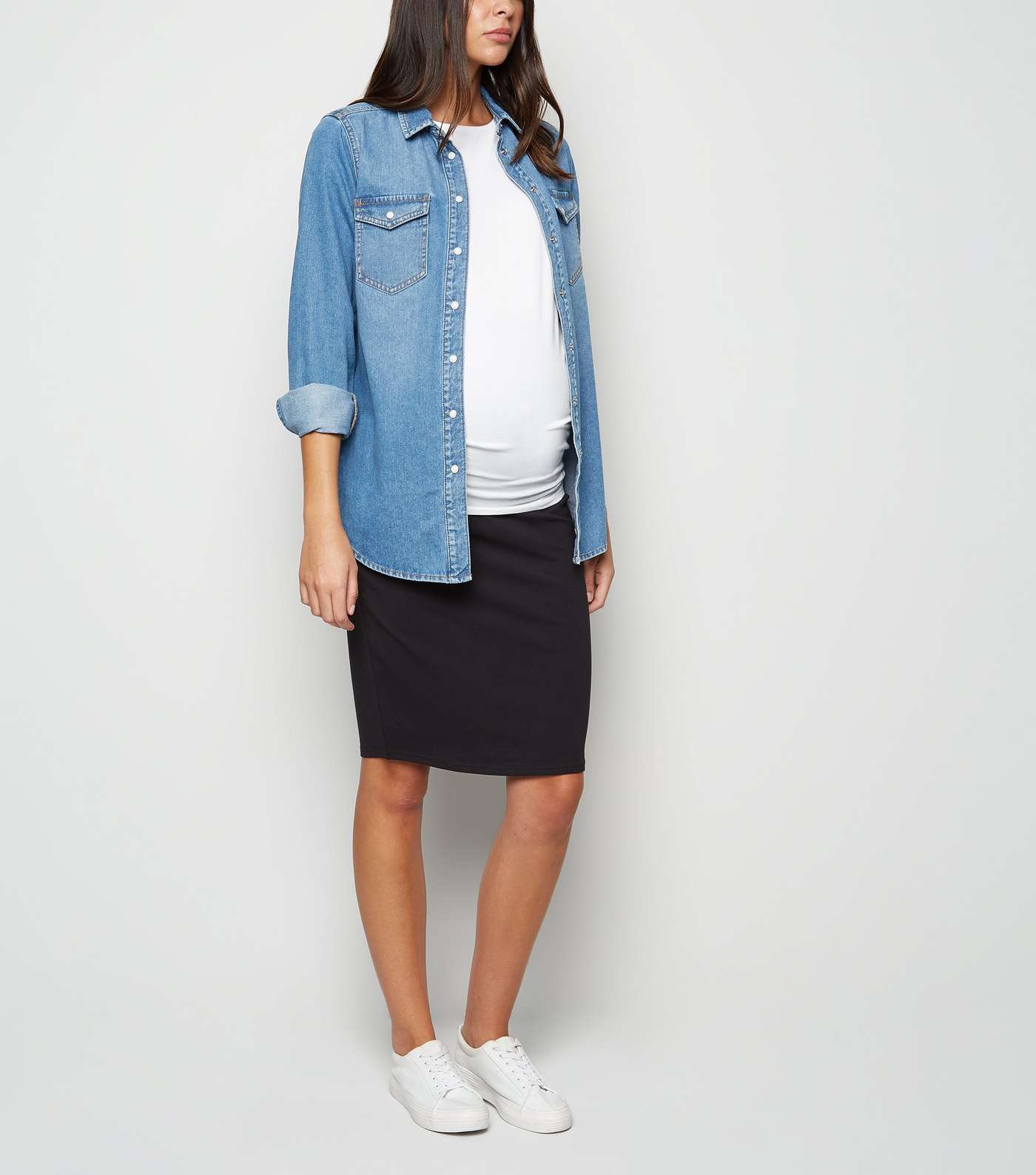 Maternity Black Jersey Tube Skirt Image 2