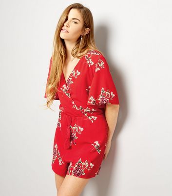 red playsuit new look