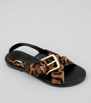 Wide Fit Tan Textured Suede Leopard 