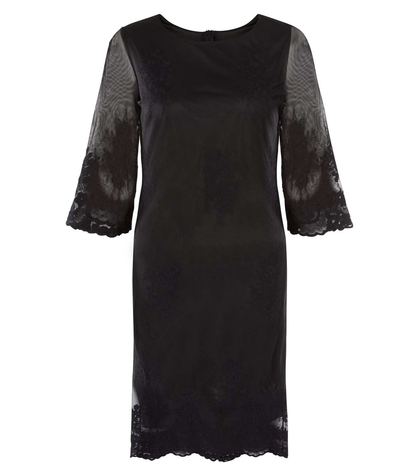 Mela Black Mesh Embroidered Sleeve Mini Dress  Image 4