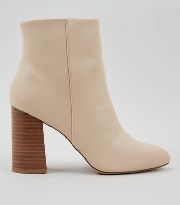nude block heel booties