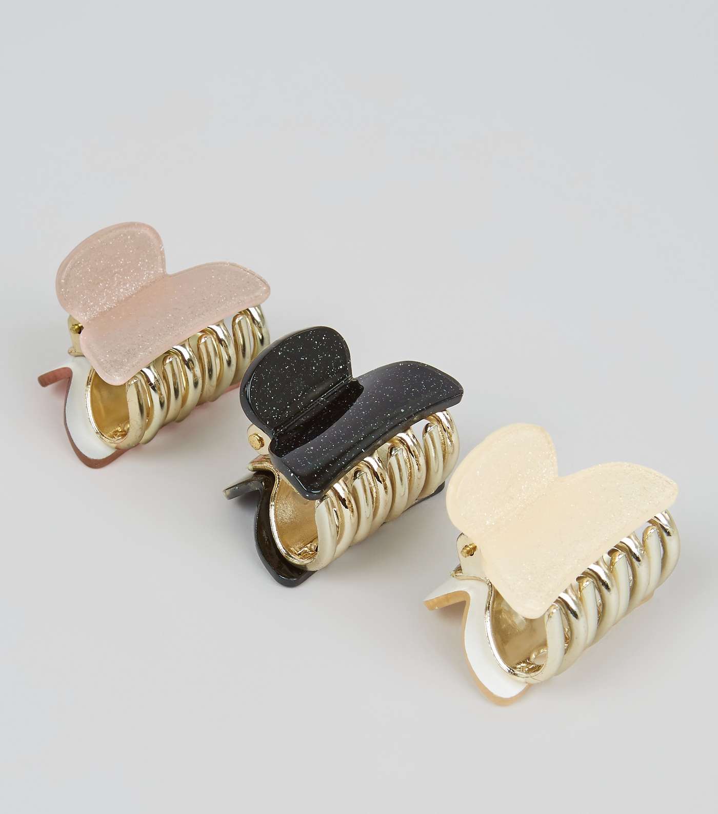 3 Pack Black Pink and Yellow Glitter Bulldog Clips