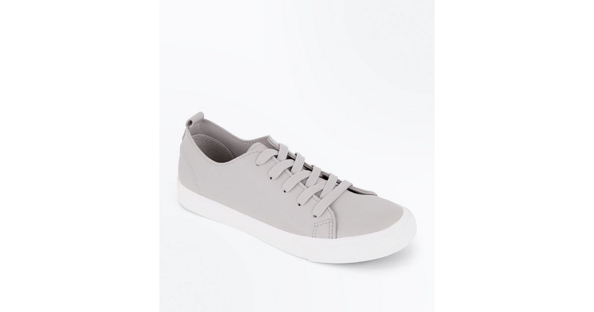 Grey Lace Up Trainers | New Look
