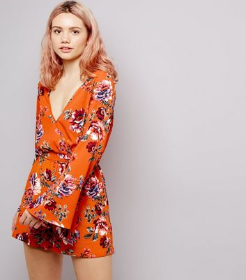 orange floral playsuit