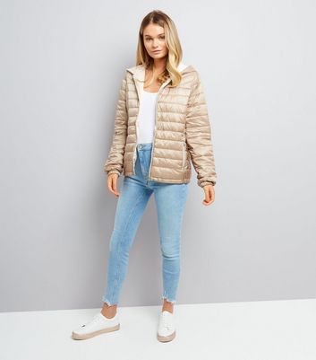 Stone Lightweight Puffer Jacket New Look