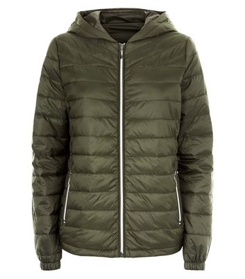 khaki lightweight puffer jacket