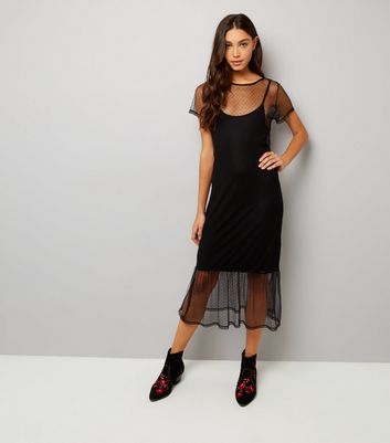 new look black mesh dress