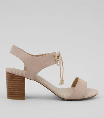 lace up low block heels