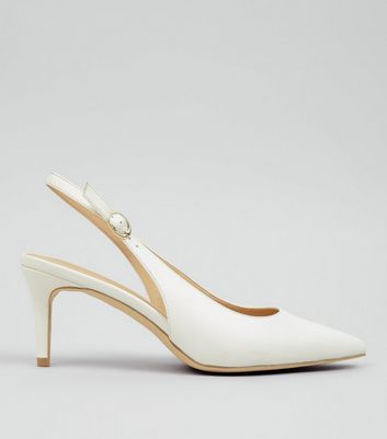 White Pointed Slingback Heels | New Look