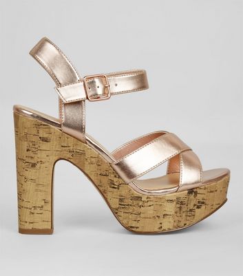 rose gold wide heels
