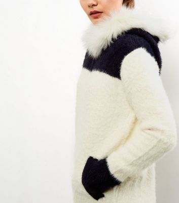 fur hooded cardigan