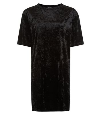 Black Crushed Velvet Tunic Dress | New Look