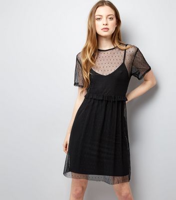 mesh smock dress