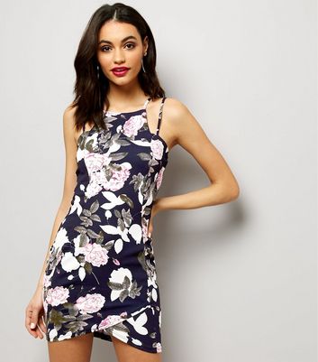 navy floral mini dress