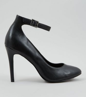 black strap court shoes