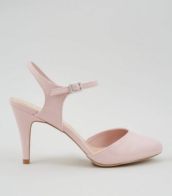 Wide Fit Pink Patent Ankle Strap Court 
