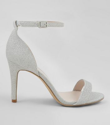 Wide Fit Silver Glitter Heels | New Look